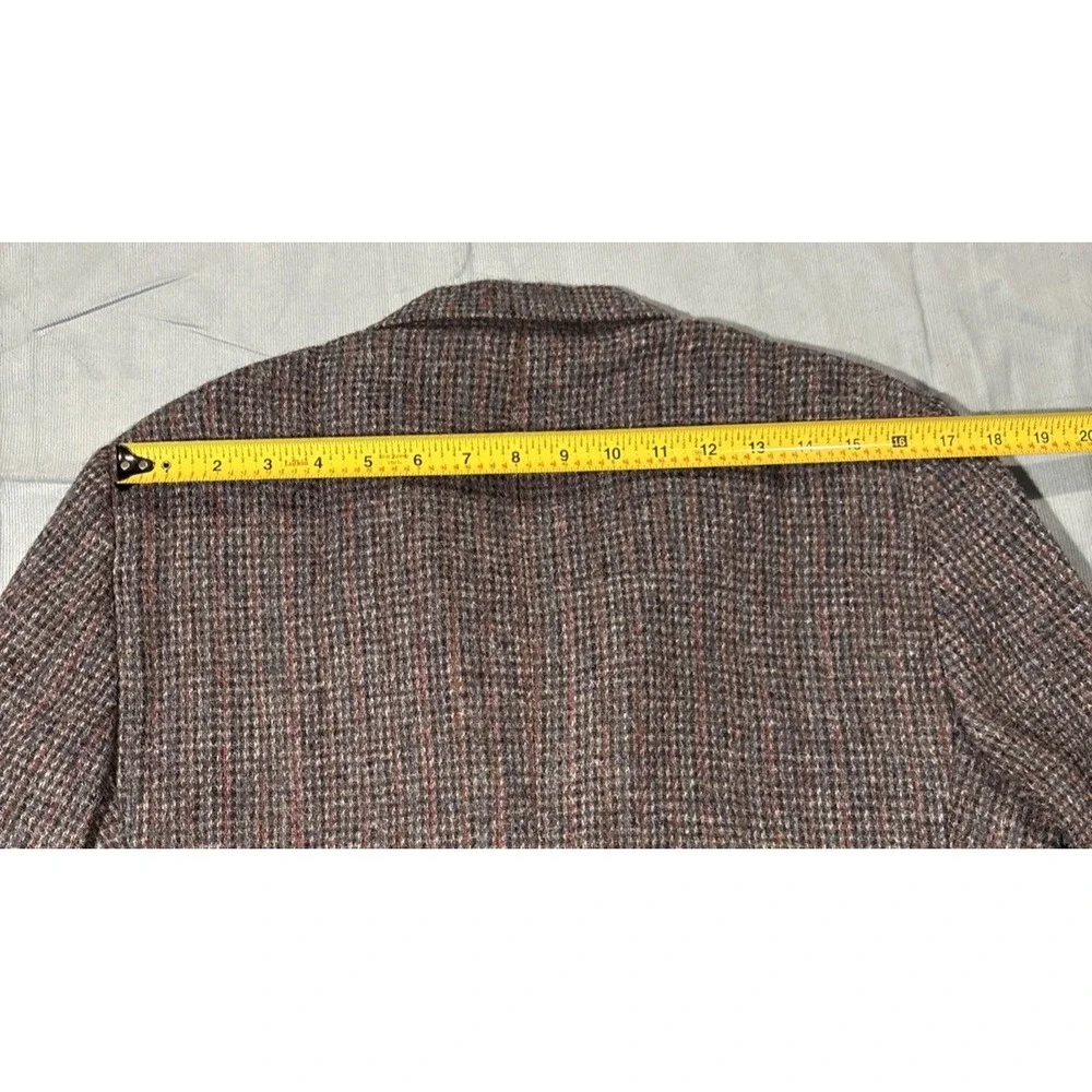 Harris Tweed Mens Wool Blazer Sport Coat Grey Brown Check USA Made 2 Button